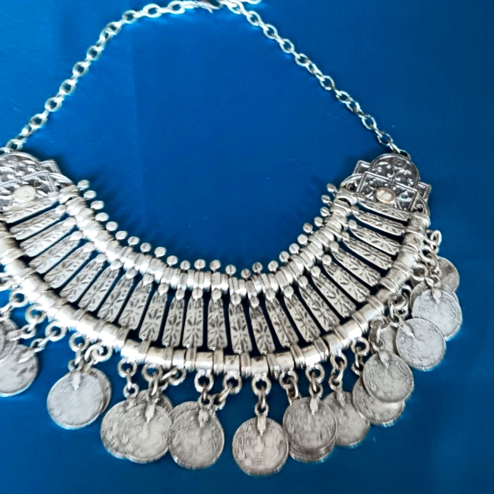 Statement vintage coins necklace